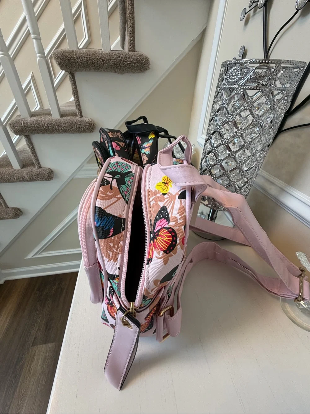 Butterfly Print Mini Backpack - Pink